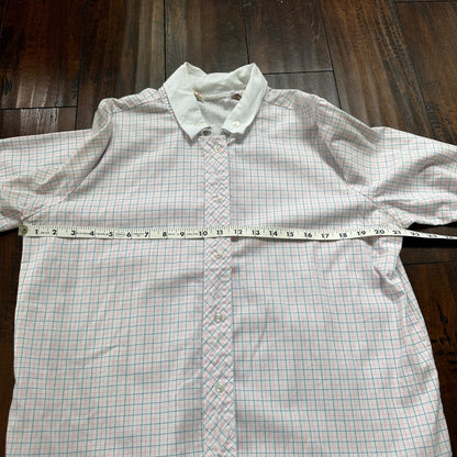 VTG 70s women's White Plaid Flannel Shirt Grunge Punk 40 Checkered jane hunt