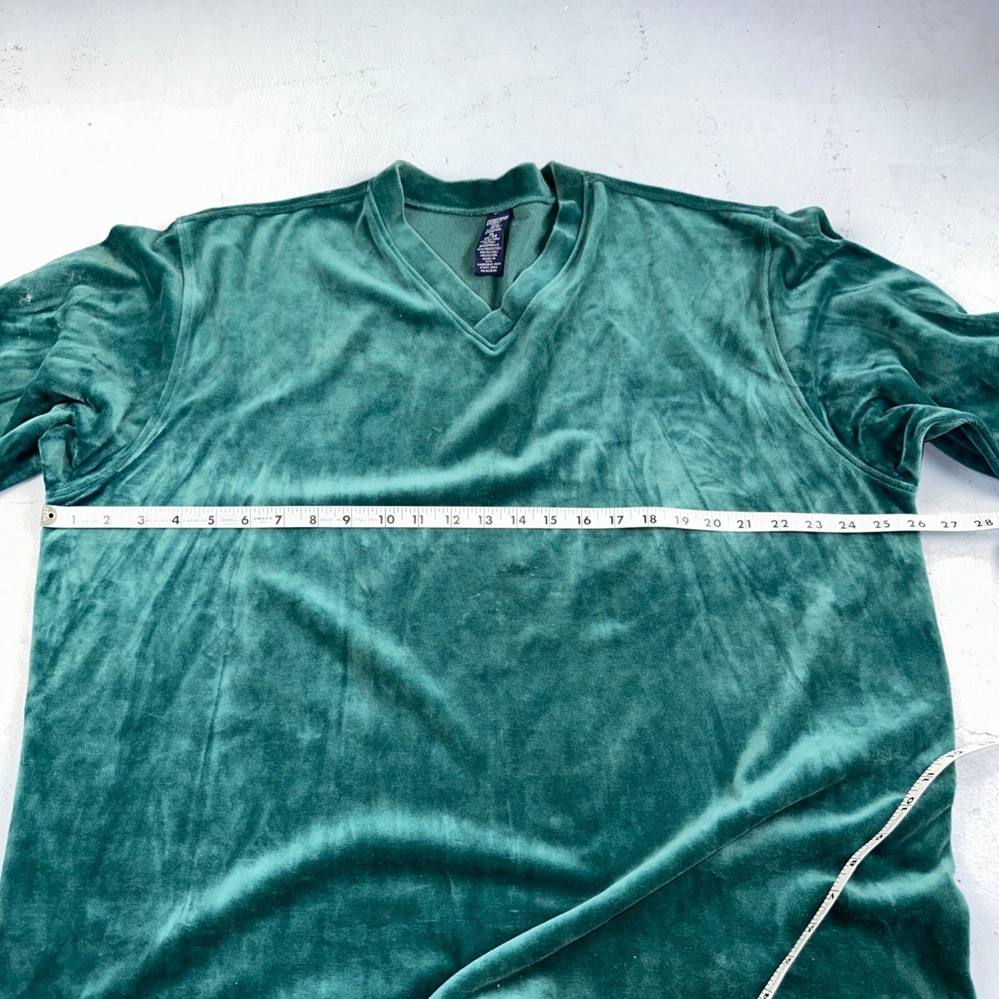 VTG Mens Lands’ End V-Neck Cotton Blend Velour L/S PULLOVER Made USA Sz XL 90s