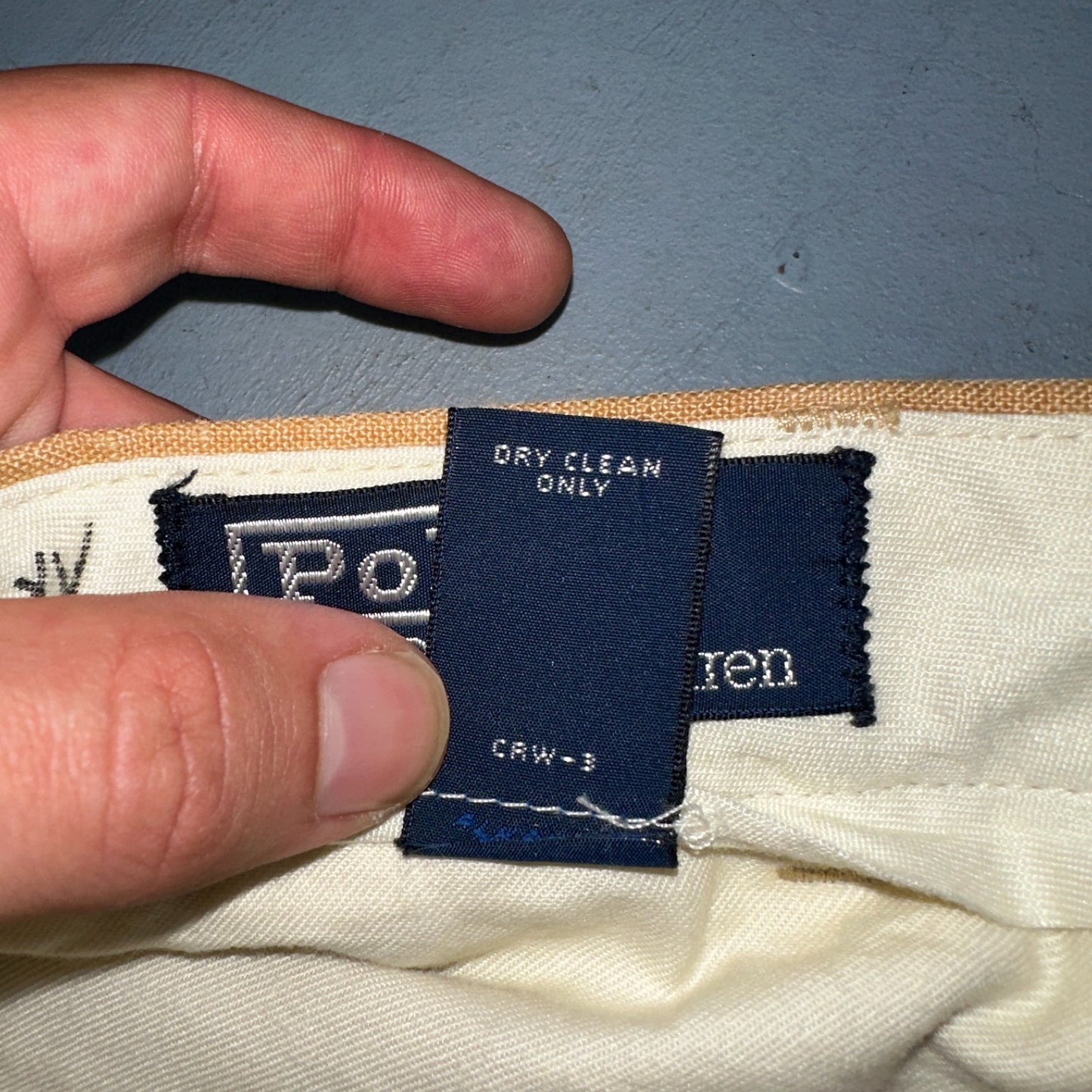 Polo Ralph Lauren 34x34 Brown Linen Pleated High Waist Mens Pants VTG 90s Beige