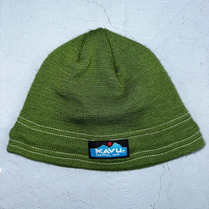 KAVU Beanie Green Knit Hat Seattle USA Outdoor Hiking Streetwear Skater Cap VTG