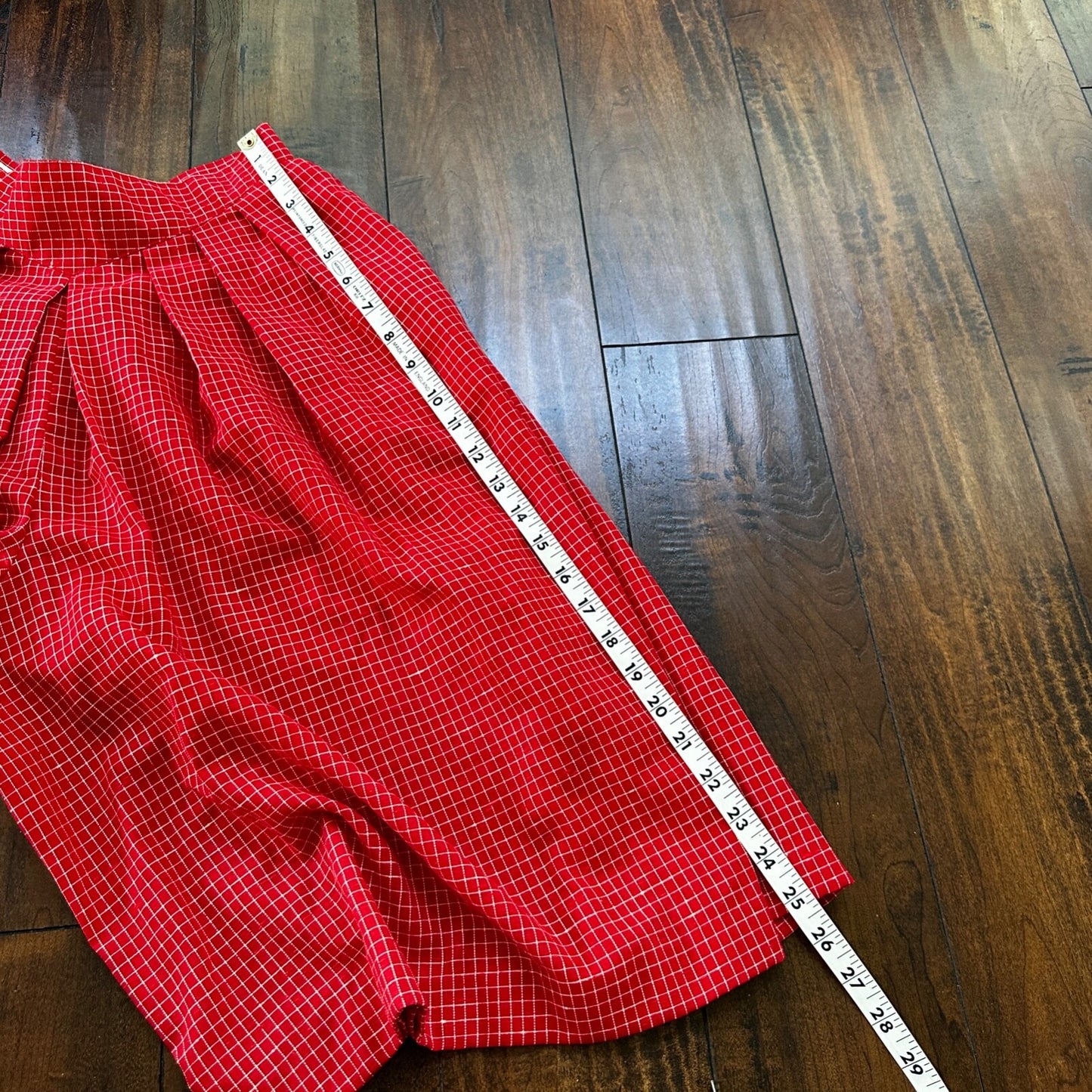 VTG College Town Red Checkered Knee To Midi Skirt Small Shorts RARE Rockabilly