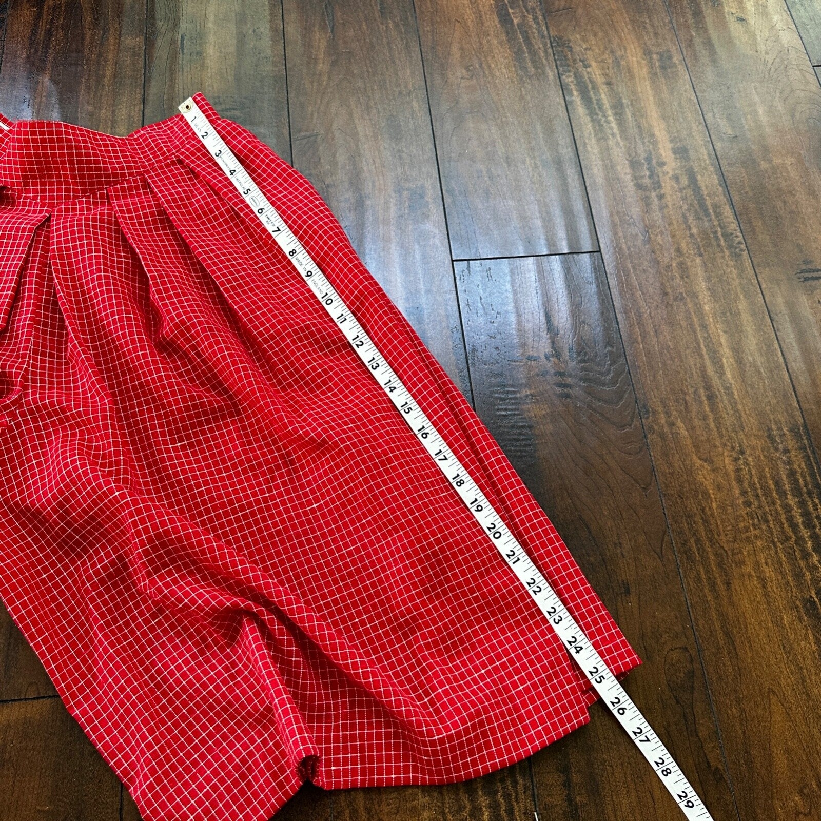 VTG College Town Red Checkered Knee To Midi Skirt Small Shorts RARE Rockabilly