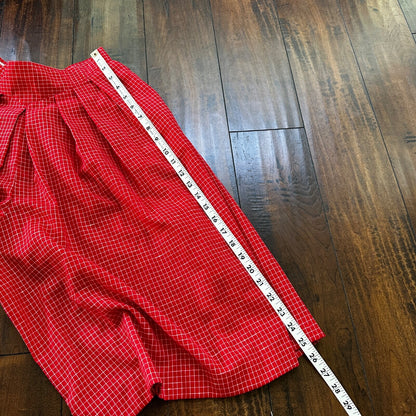 VTG College Town Red Checkered Knee To Midi Skirt Small Shorts RARE Rockabilly