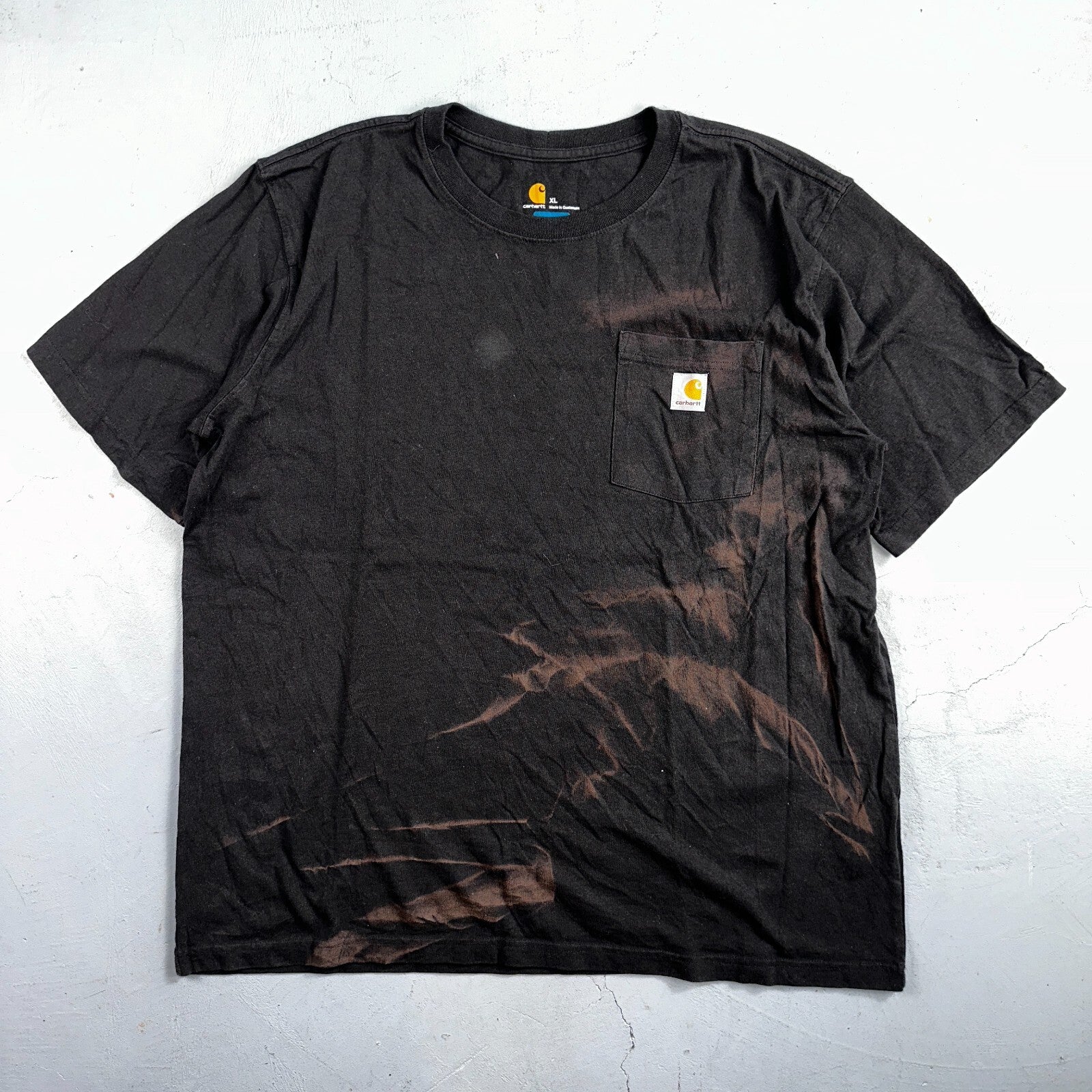Carhartt 103296 Relaxed Fit Pocket T-Shirt Mens XL Black Thrashed Bleached Worn