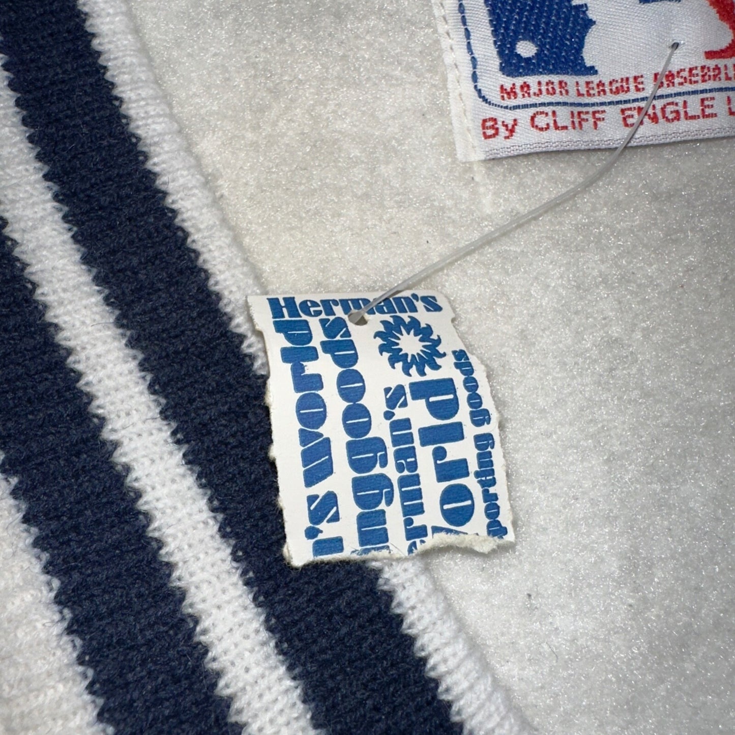 VTG NWT 90s New York Yankees Cliff Engle Knit White Baseball Sweater Mens XL USA