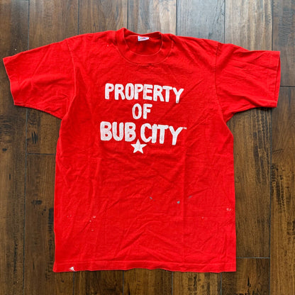 Property Of Bub City Vintage T Shirt Funny Humor Adult Red 90s Fruit Single Rap