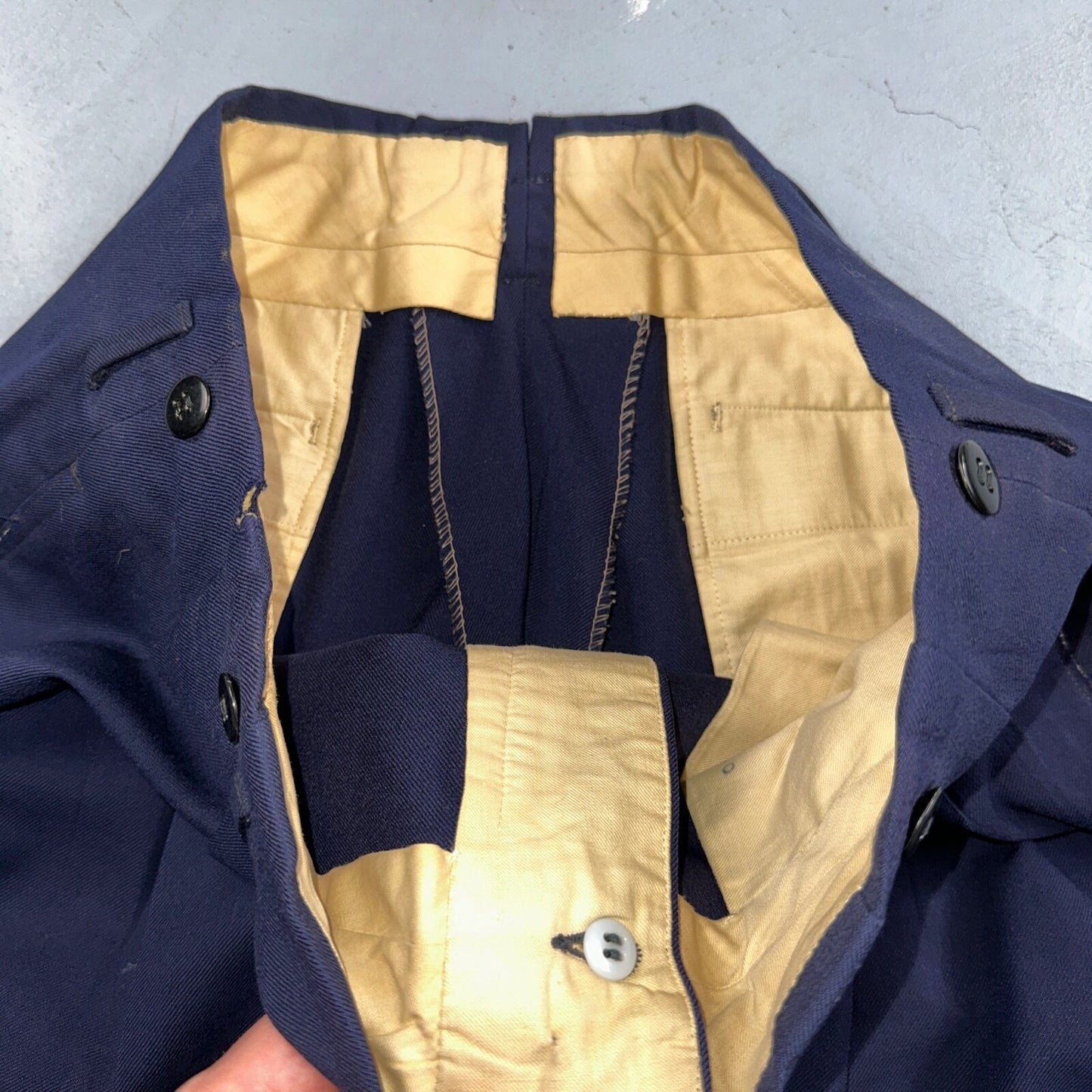 VTG Mens 2 PC Suit 42 Jacket Coat Pants Blue Rockabilly 1950s Thrashed Ripped