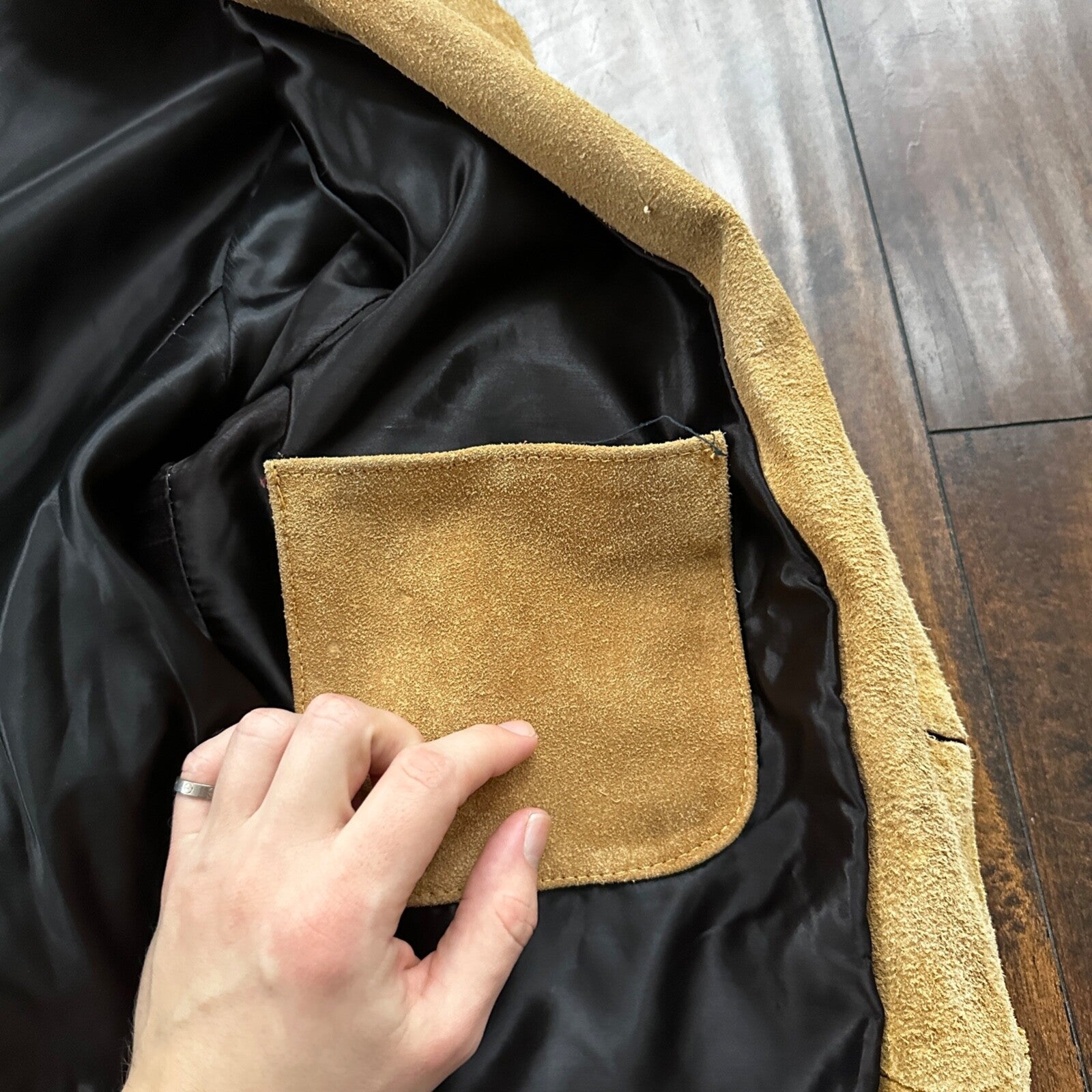 VTG 1960s Brown Leather Suede Hippie Western Coat Jacket 44 Rockabilly 60s 70s