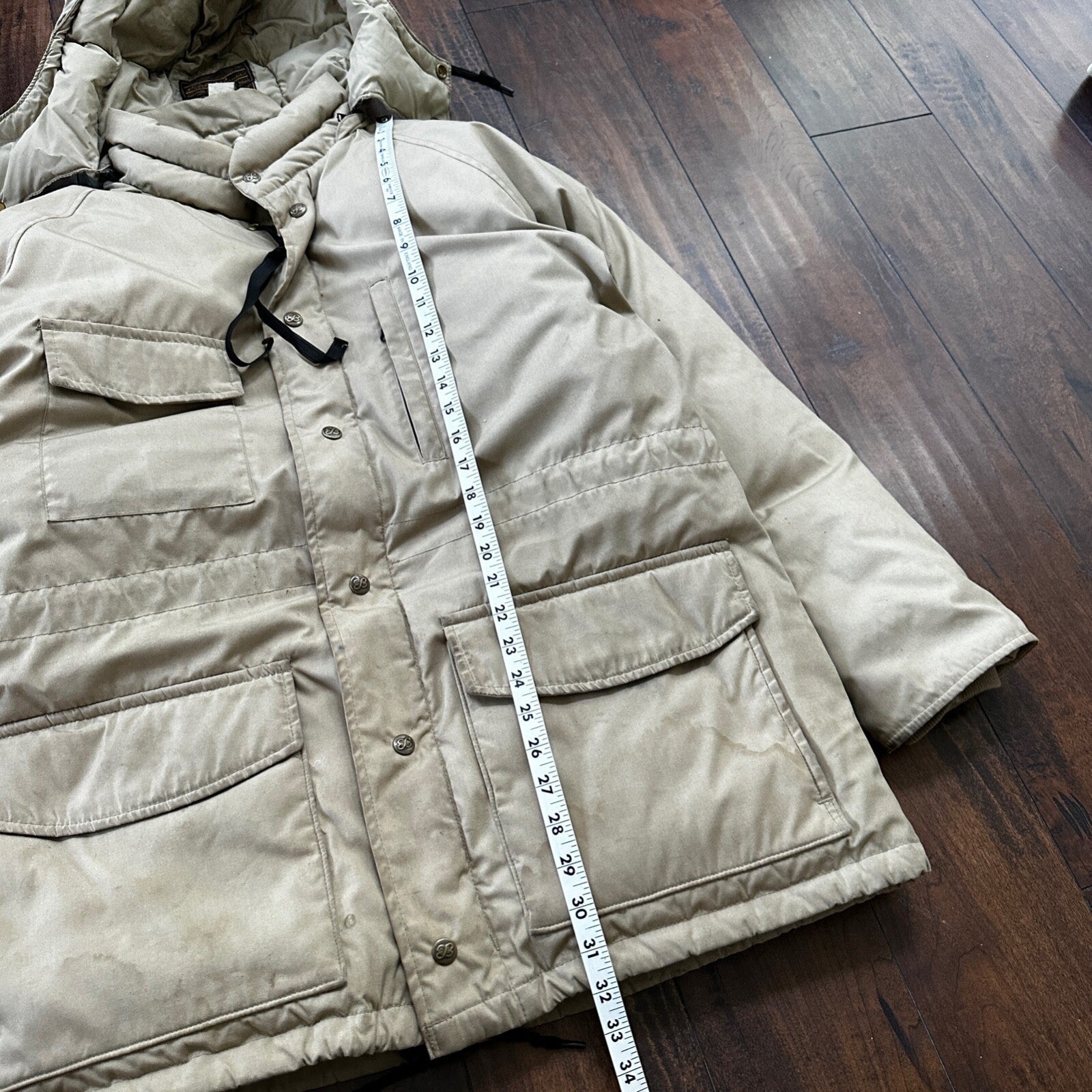 Vintage 1970s 1980s Eddie Bauer Goose Down Puffer Parka Jacket Tan Men's L 70s