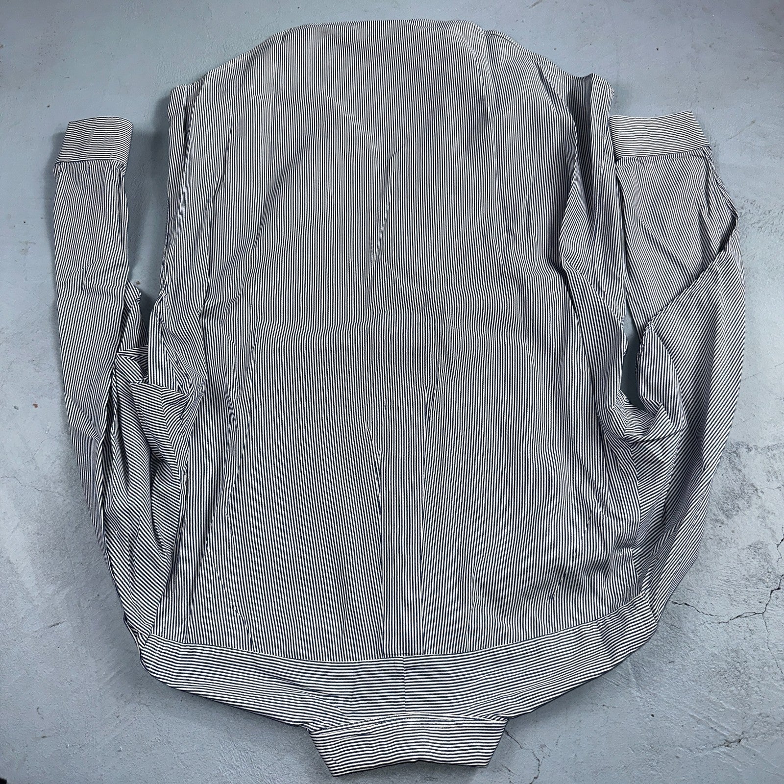 Polo Ralph Lauren Shirt 15.5 White Navy Striped USA Japan Button Up Long Sleeve