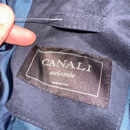 CANALI 1934 Water Repellent Car Coat Navy Rain Protection 54 Italy $2000 Retail