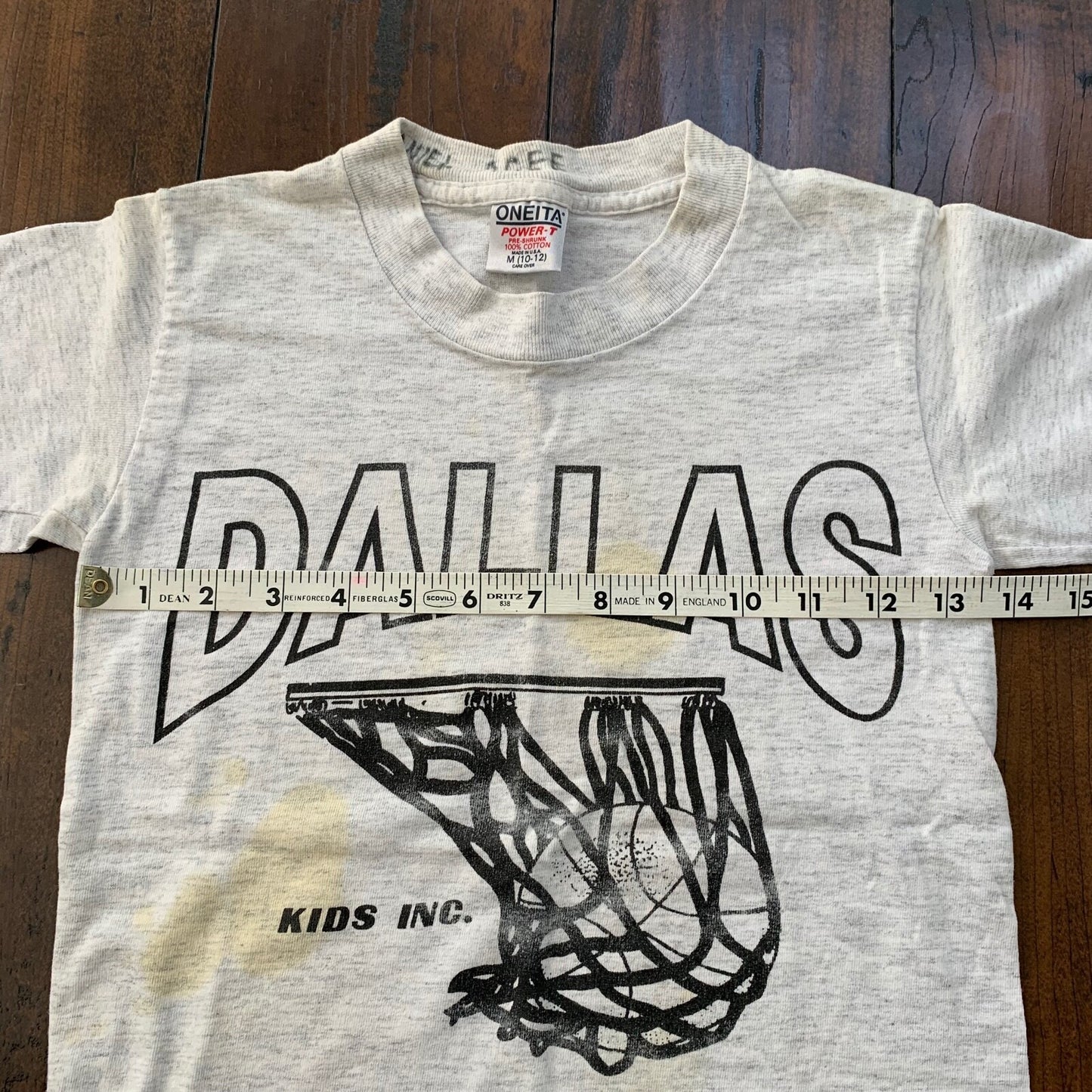 Oneita Boys Dallas Vintage T Shirt Basketball Sports Oregon Medium Gray 90s