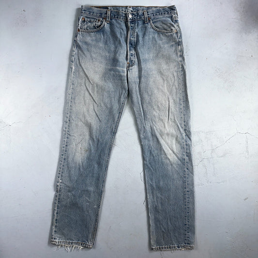 Levis 501 Vintage 90s USA XX Straight Leg Jeans Blue Light Wash 36x34 Act 34x33
