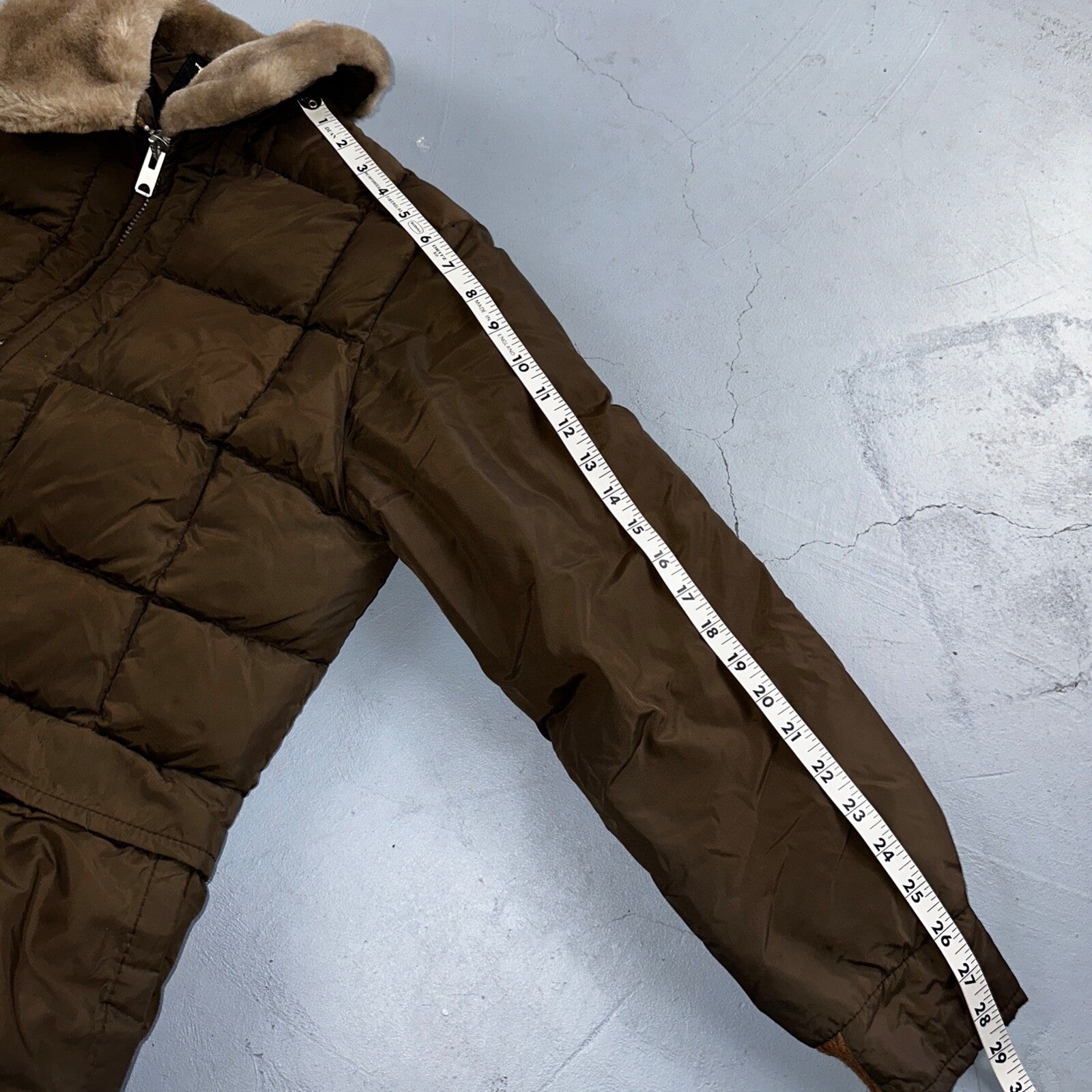 Vintage Tempco Goose Down Insulated Puffer Jacket Brown Size 14 USA 1970s 70s