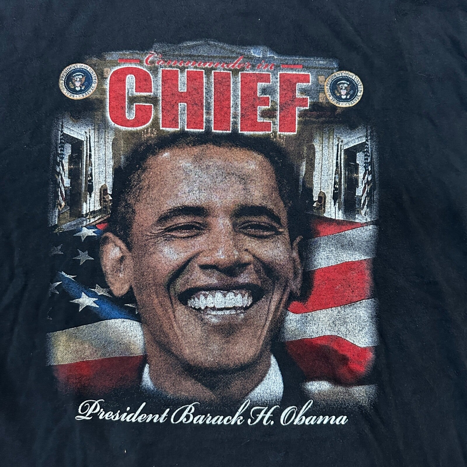 Obama XL VTG T Shirt Y2K Rap Tee Style Political Democrat Chicago President