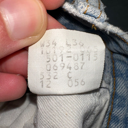 Levis 501 Vintage 80s USA XX Straight Leg Jeans Blue Light Wash 34x36 Act 31x34