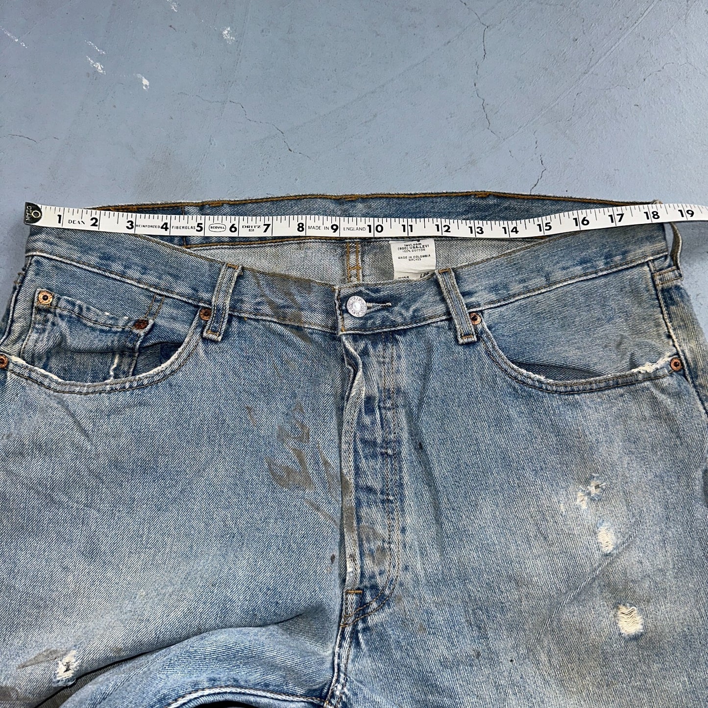 Levis 501 Vintage Y2K XX Straight Leg Jeans 90s Blue Light Wash 38x29 Act 36x27