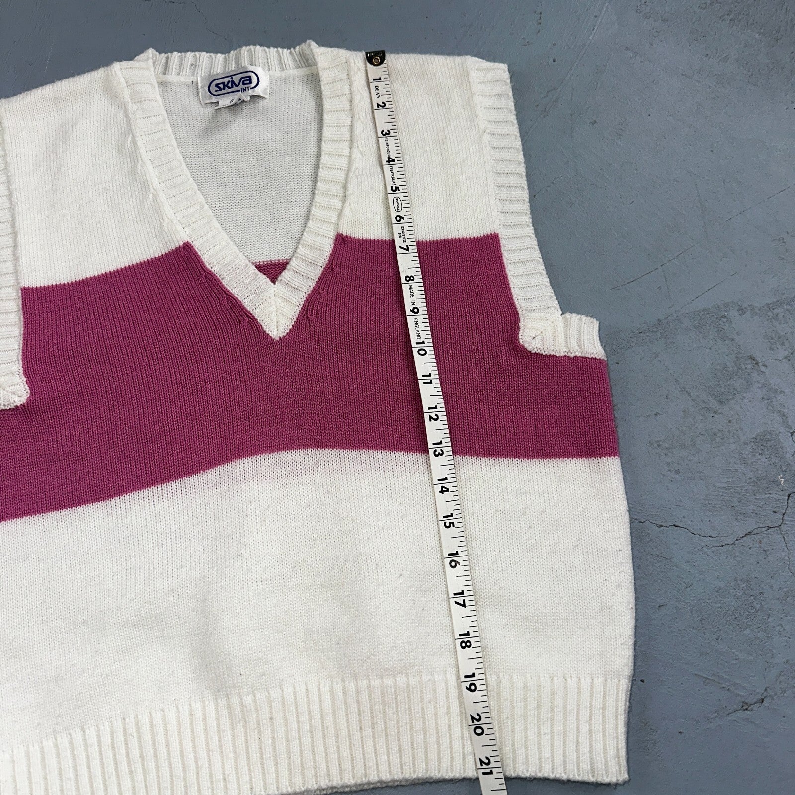 Skiva VTG Pink Sweater Vest Women's L Retro Pullover Knit 1980s 80s Colorblock