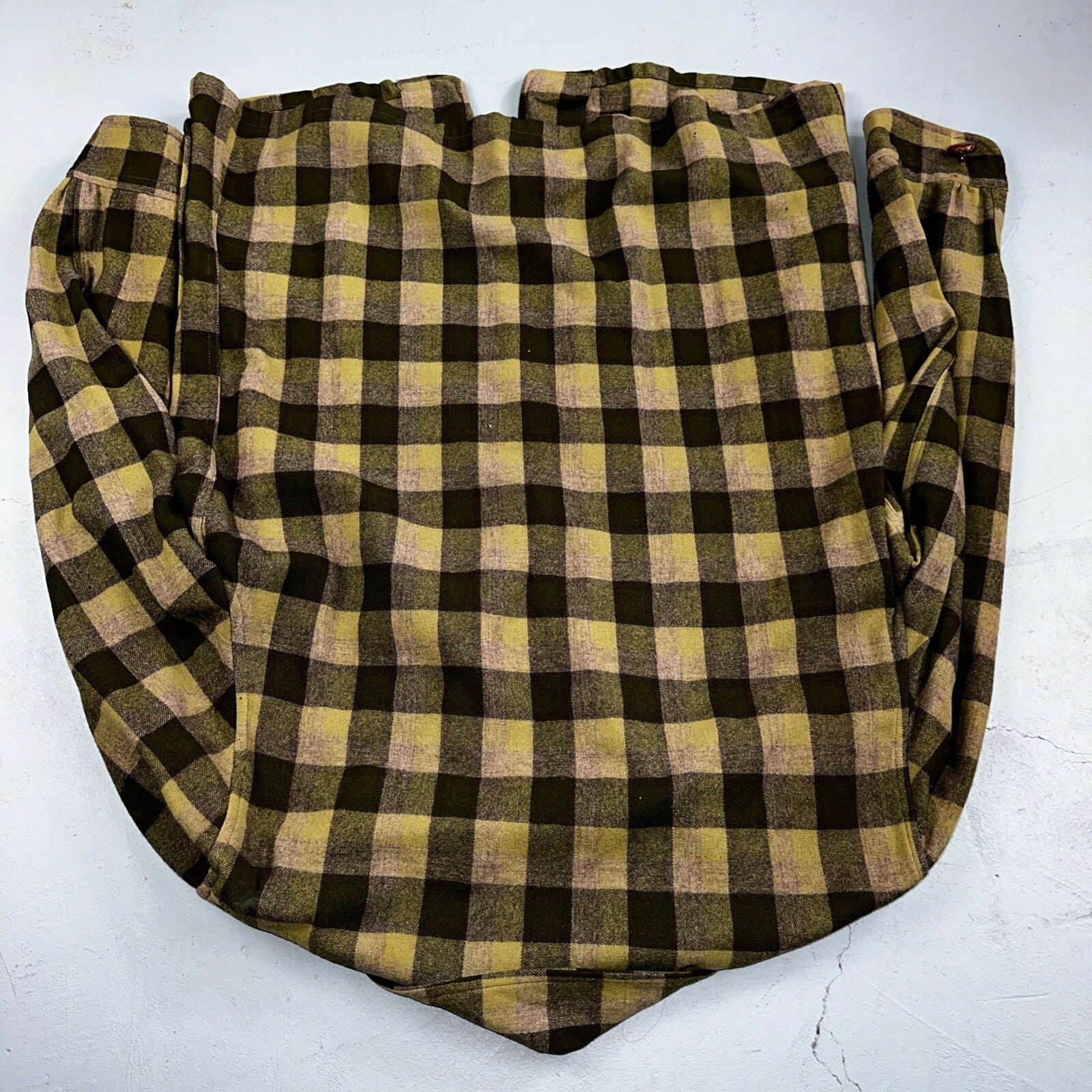 Pendleton 49er Blazer Mens L Yellow Green Wool Plaid Jacket Vintage 60s 1960s