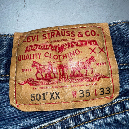 Levis 501 Vintage Y2K XX Straight Leg Jeans Blue Med Wash 35x33 Act 34x29