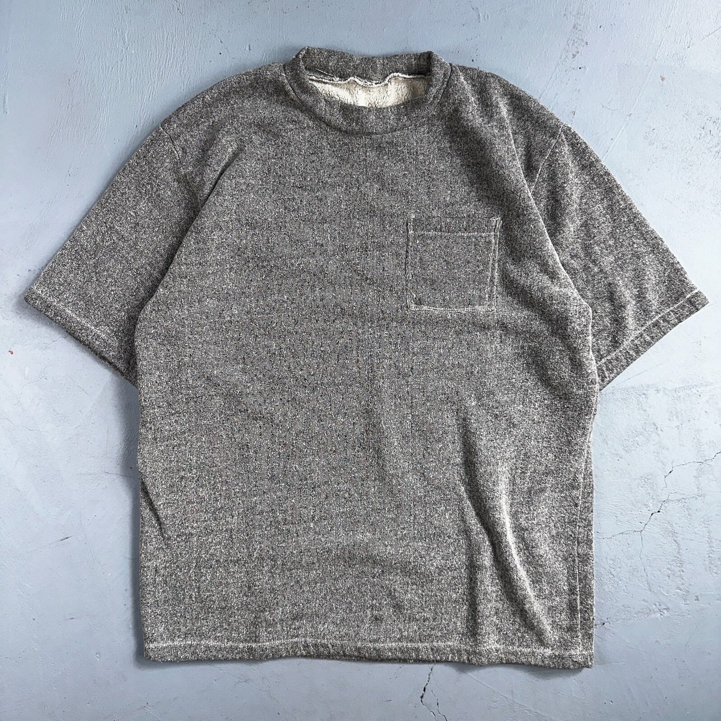 Gray 1970s VTG Crew Neck Sweatshirt Short Sleeve Heather Rockabilly 60s 70s