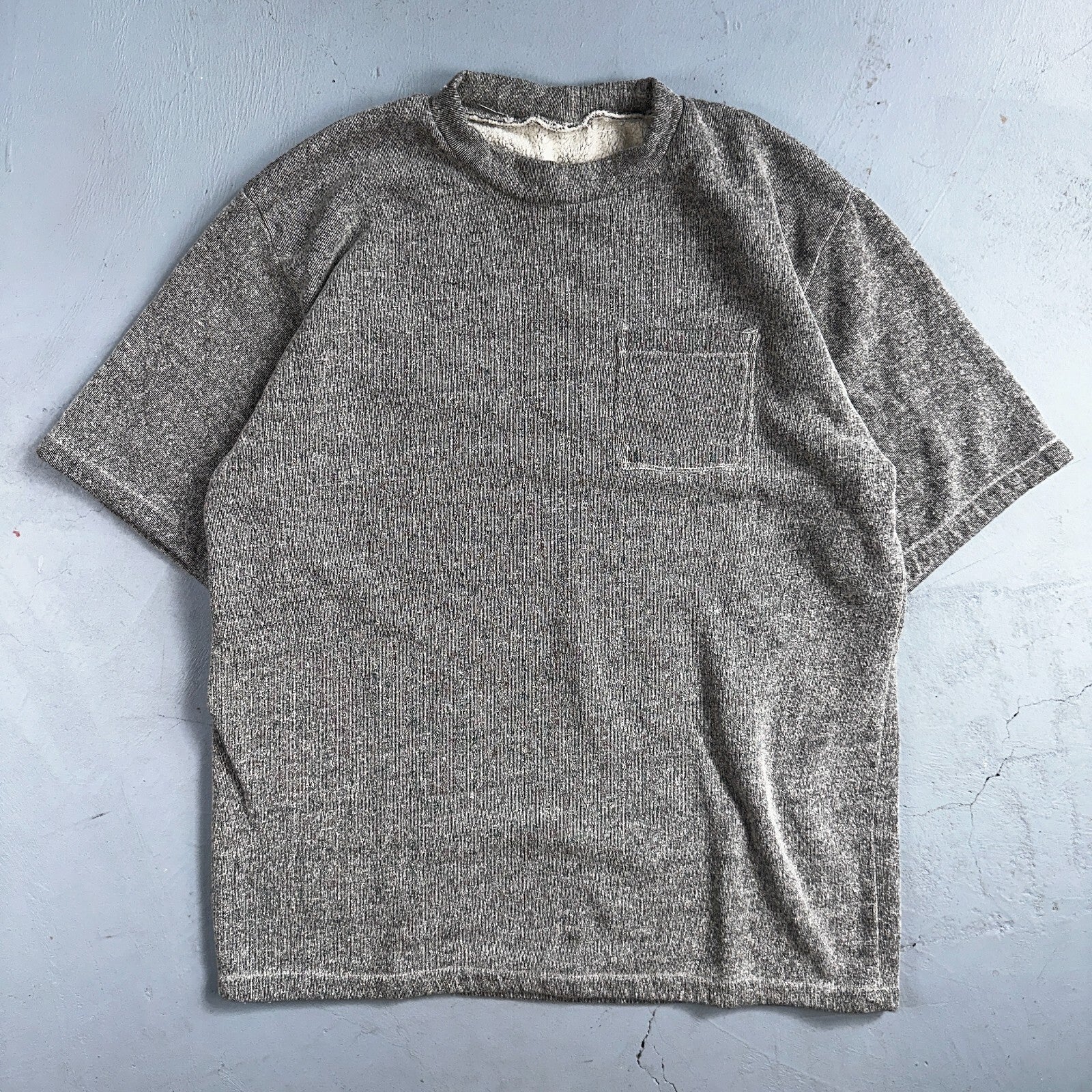 Gray 1970s VTG Crew Neck Sweatshirt Short Sleeve Heather Rockabilly 60s 70s