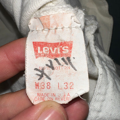 Levis 501 Vintage 80s USA XX Straight Leg Jeans White Light Wash 38x32 Act 35x31