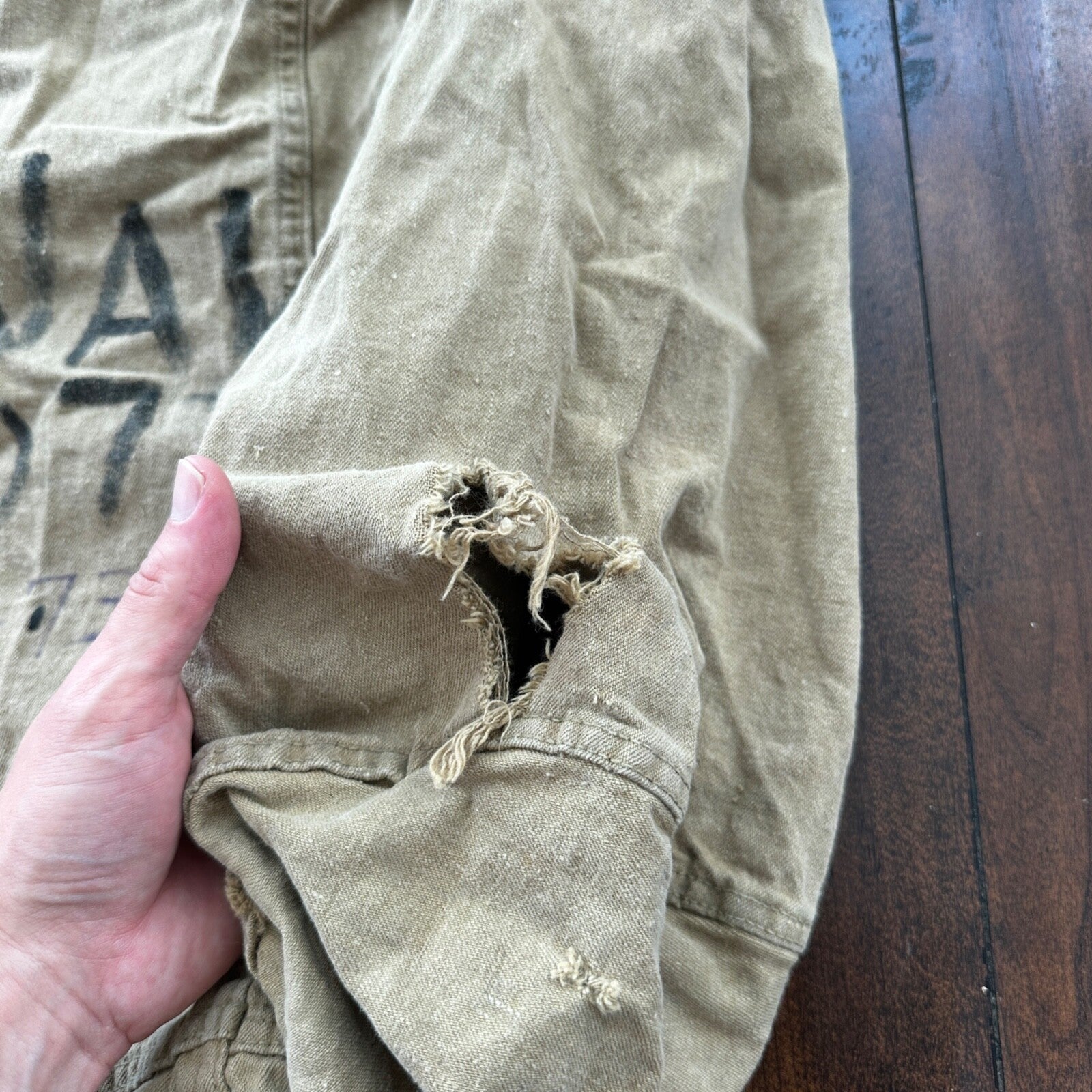 VTG WWII Canvas Garment Laundry Bag Rare Military Denim 1940s 40s 50s Stencil