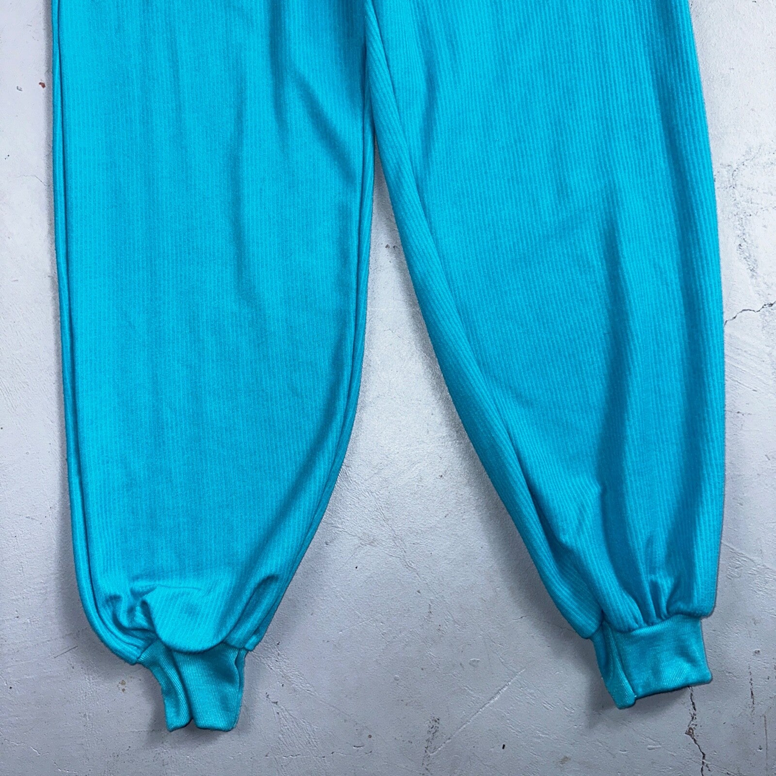 Vintage USA Pants Womens Size M Blue Polyester High Rise Elastic Jogger 1980s 80