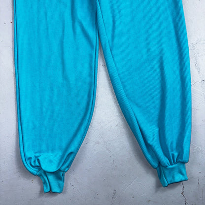 Vintage USA Pants Womens Size M Blue Polyester High Rise Elastic Jogger 1980s 80