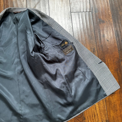 Vintage Cricketeer Womens Nordstrom Double Breasted Blazer Pure Wool 80s Plaid