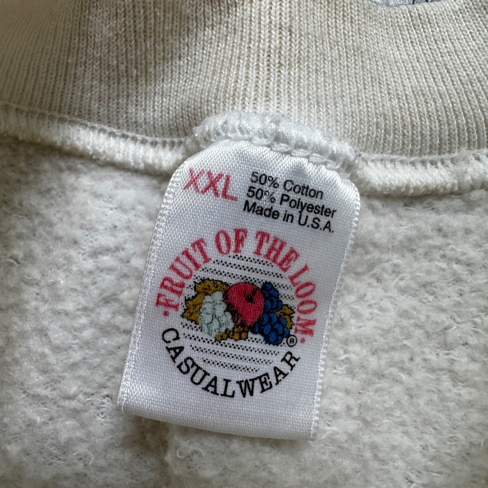 Vintage 90s 2XL FOTL Blank White Raglan Crewneck Sweatshirt Vtg 1990s USA Made