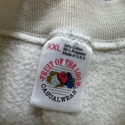 Vintage 90s 2XL FOTL Blank White Raglan Crewneck Sweatshirt Vtg 1990s USA Made