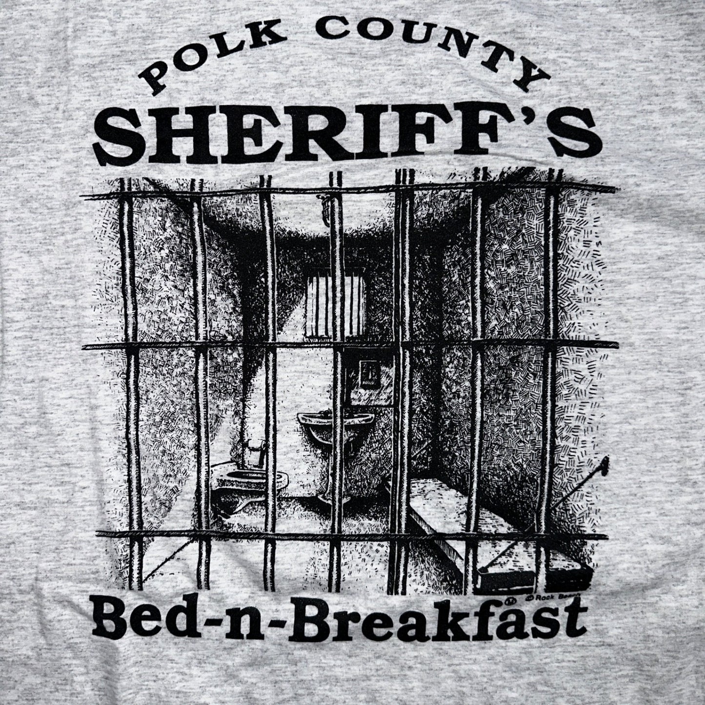Polk County Sheriffs Bed Breakfast Funny VTG T Shirt 90s JERZEES Prison Police