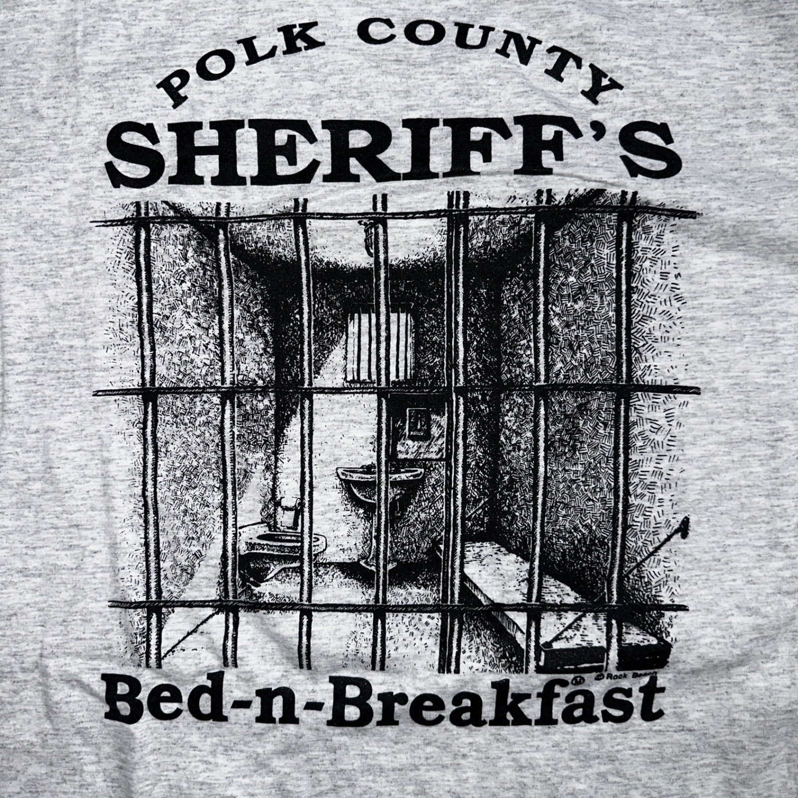 Polk County Sheriffs Bed Breakfast Funny VTG T Shirt 90s JERZEES Prison Police