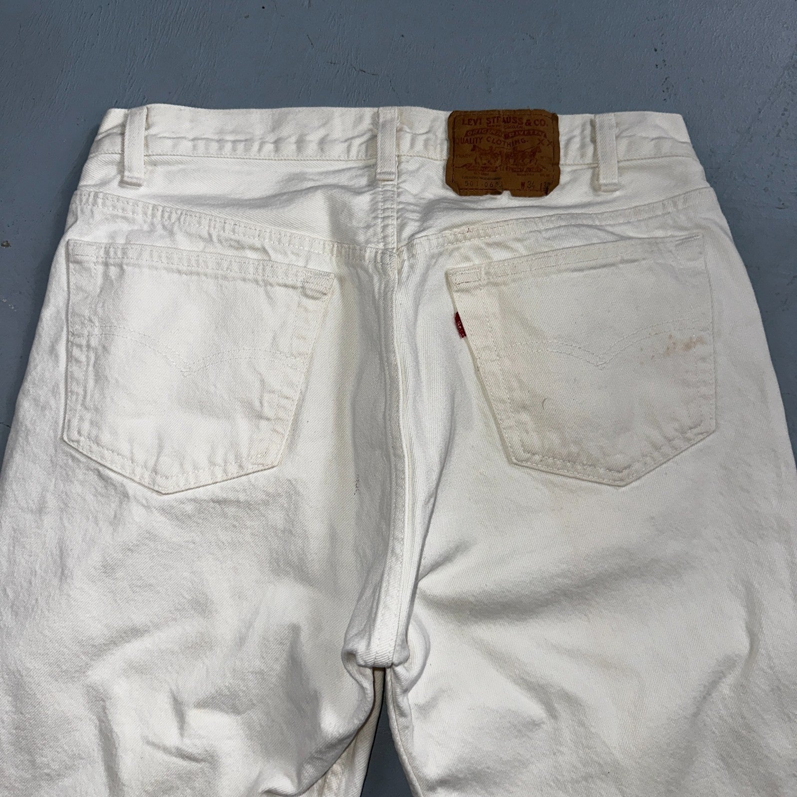 Levis 501 Vintage 80s USA XX Straight Leg Jeans White Light Wash 34x32 Act 31x31