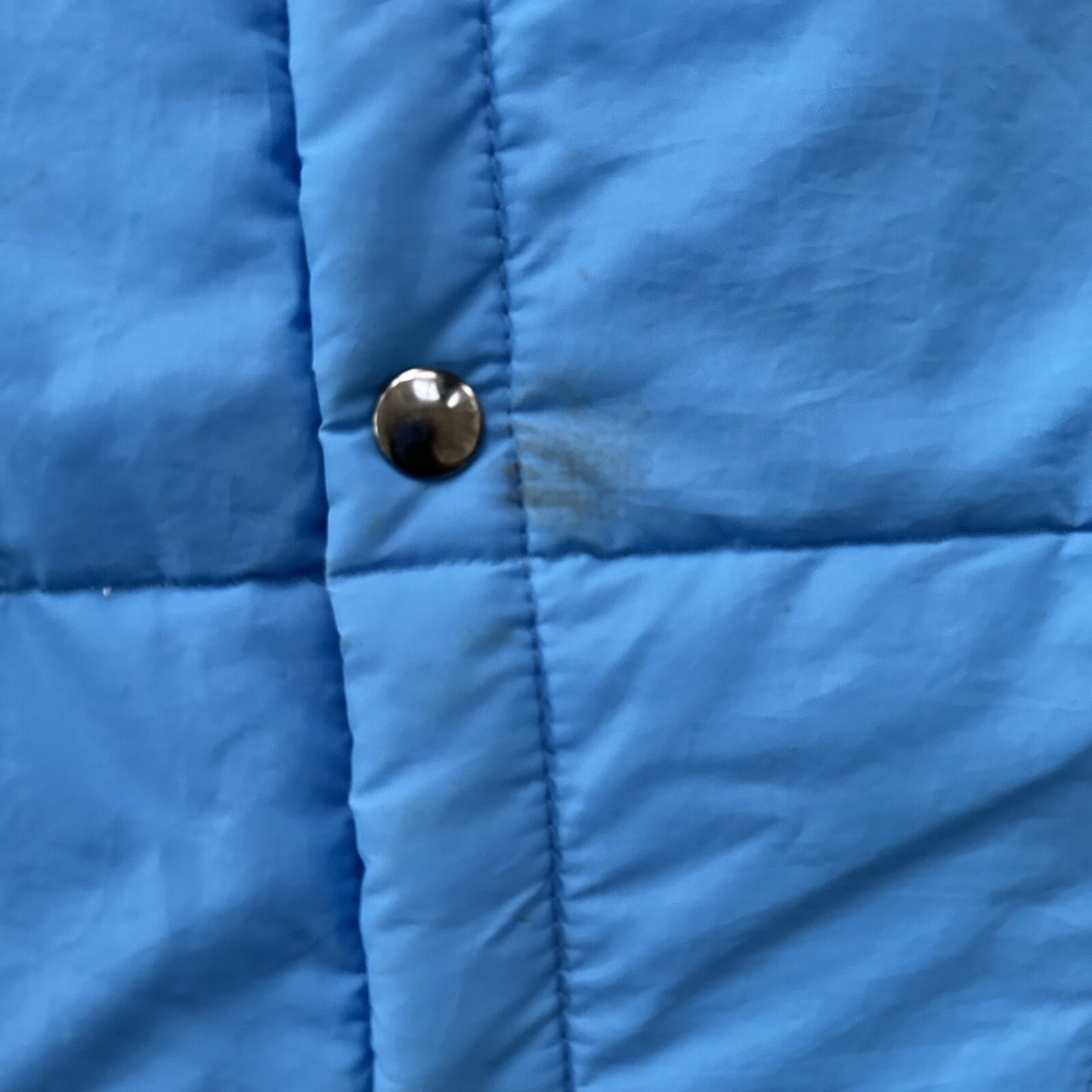 Vtg Sears Western Outdoor Wear Puffer Vest Snap Baby Blue 70s 80s Boxy XL