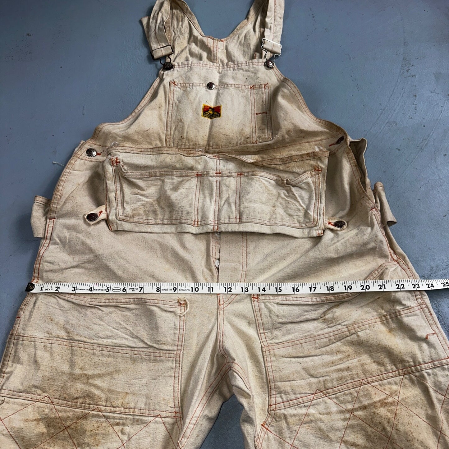 Ben Davis Vintage 60s Yellow Tag Canvas Overalls Pants Union 1960s USA Thrashed