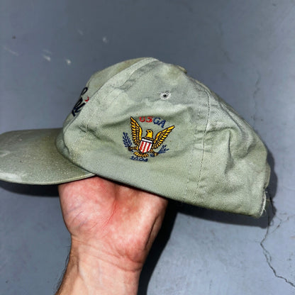 Catch The Spirit Snoopy VTG Hat Cap Snapback Green USGA Political Thrashed USED