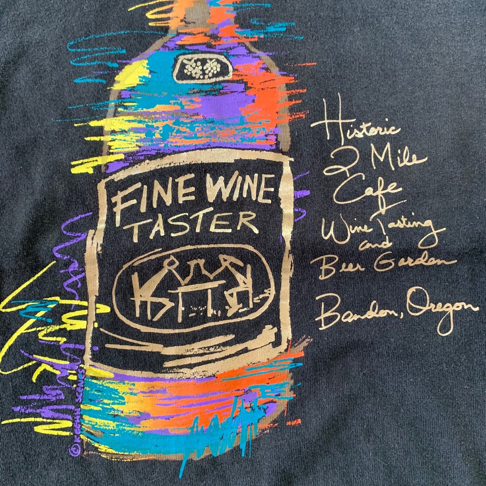 Fine Wine Taster 90s Vintage T Shirt Alcohol Drinking Funny Beer FOTL Black Rap