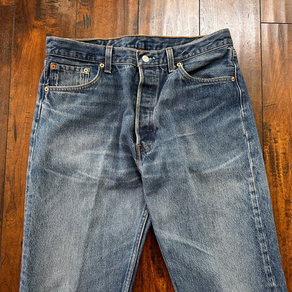 VTG 90s Levis 501 Button Fly 36x36 USA Tag Jeans Straight Wash Blue XX Act 32x31