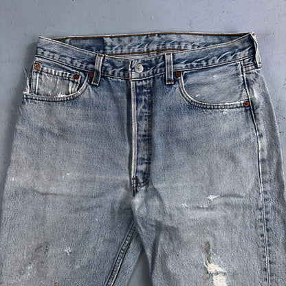 Levis 501 Vintage 90s USA XX Straight Leg Jeans Blue Light Wash 34x34 Act 31x33