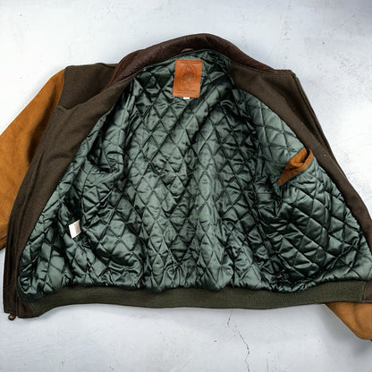 Golden Bear Vintage Leather Wool Brown Varsity Letterman Jacket L Suede