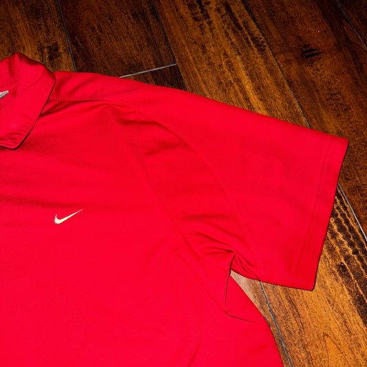 Nike Red Polo XL Vintage T Shirt Basic Y2K 90s Golf Sports Gym