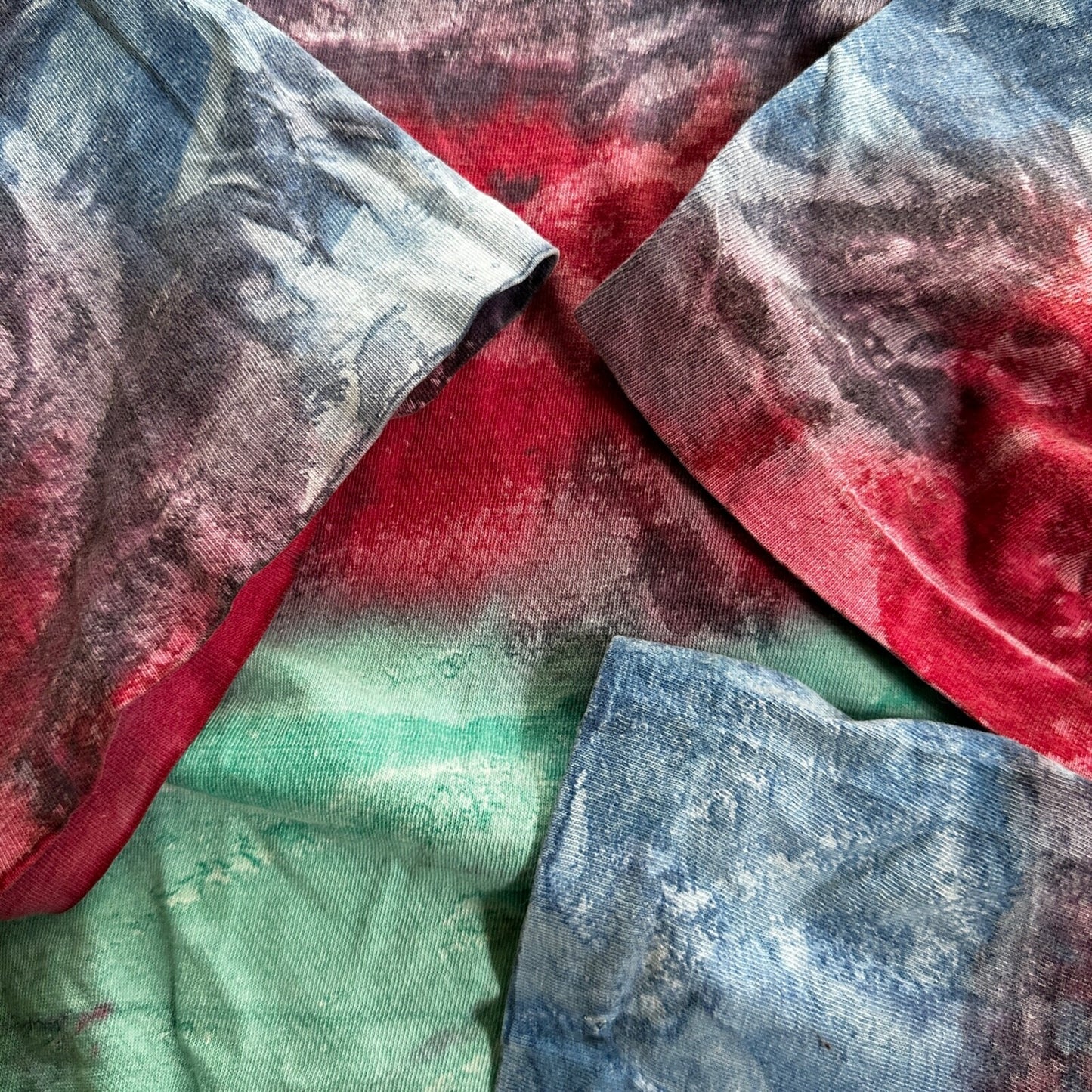 Tie Dye Vintage T Shirt Green Blue Red Crazy Rap Grateful Dead Stoner Boxy