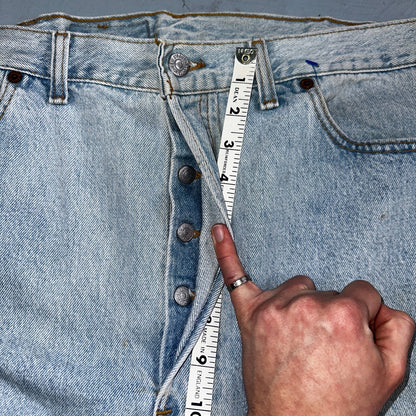 Levis 501 Vintage 90s USA XX Straight Leg Jeans Blue Light Wash 40x32 Act 38x31
