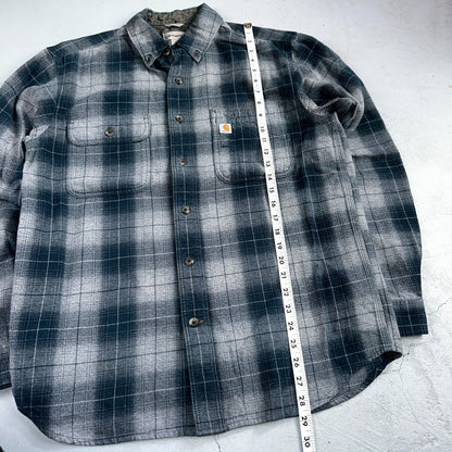 Carhartt M Regular Flannel Shirt Blue Down Grey Workwear Casual 102828 437