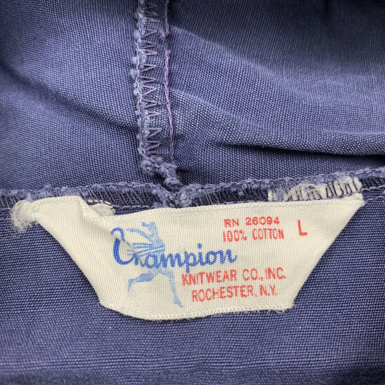 Champion 50s Zip Up Vintage Blank Blue Hoodie 60s 70s Jacket Warm USA New York