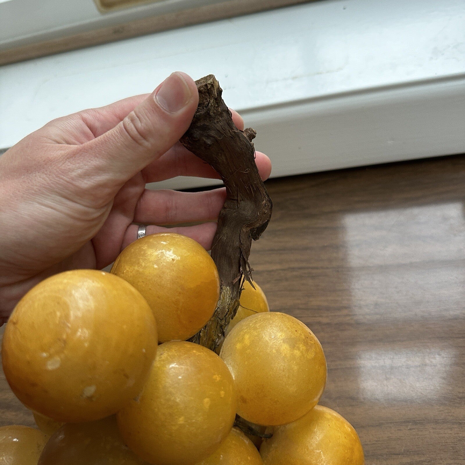 VTG Gold Lucite Acrylic Grapes Mid Century MCM Retro 1960s Cluster Yellow Set 2