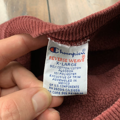 Vintage Champion 90s Maroon USA Reverse Weave Sweatshirt XL Blank 70s Gusset